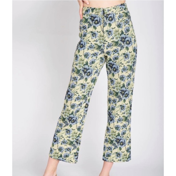 En Saison Pants - EN SAISON Floral Tapestry Jaquard Passion Crop High Rise Trousers Pants Size